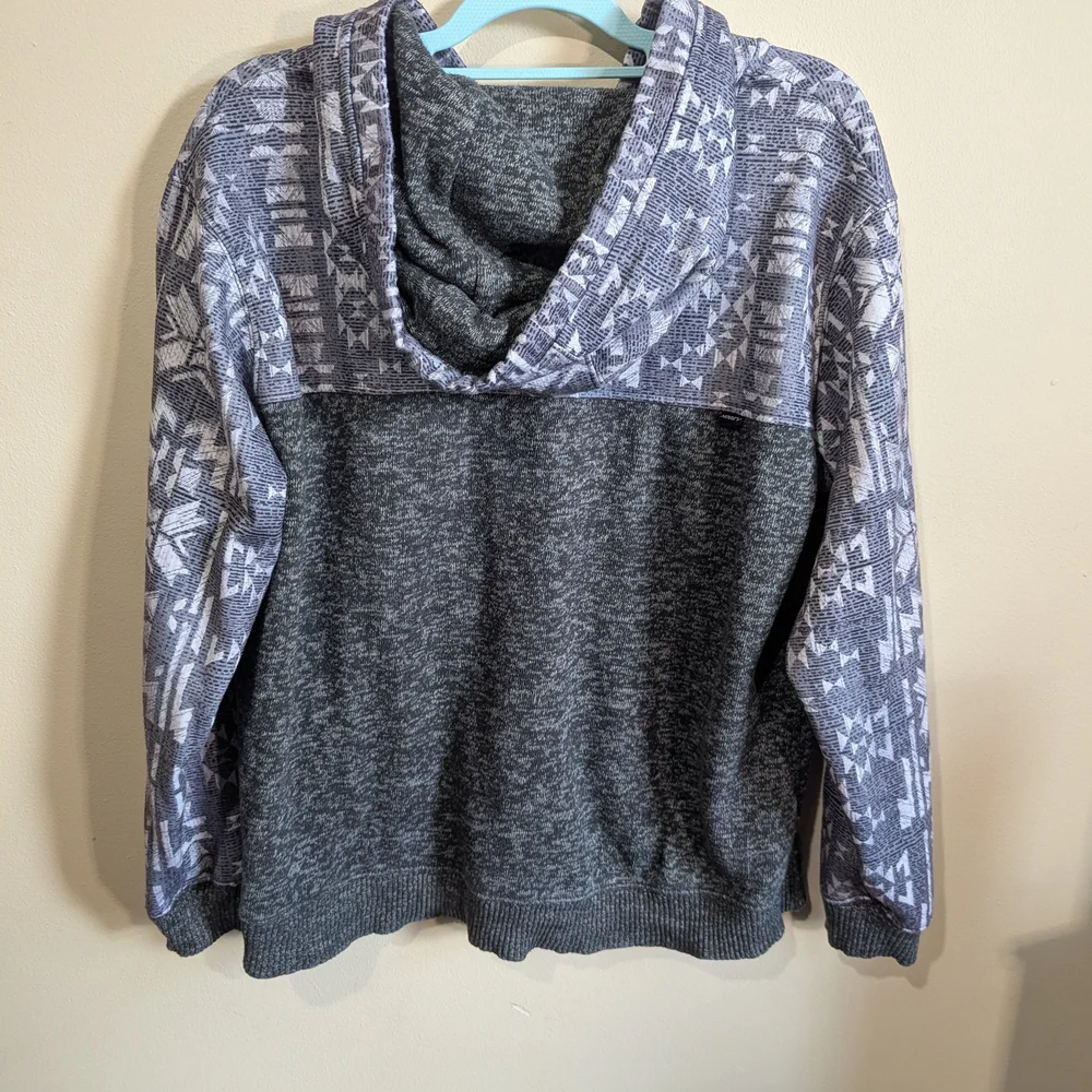Hooey Aztec Print Pullover Hoodie Medium Gray Southwestern Sweatshirt